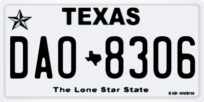 TX license plate DAO8306