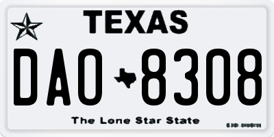 TX license plate DAO8308