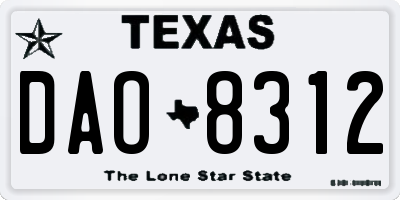 TX license plate DAO8312