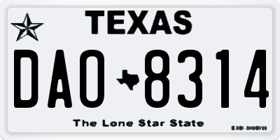 TX license plate DAO8314