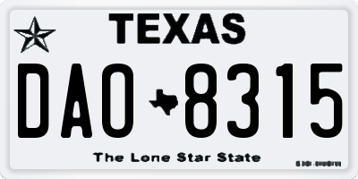 TX license plate DAO8315