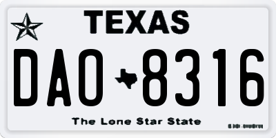 TX license plate DAO8316