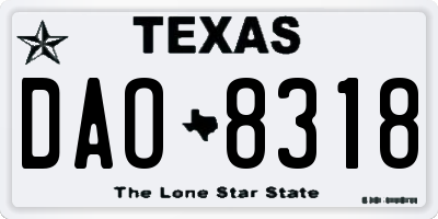 TX license plate DAO8318
