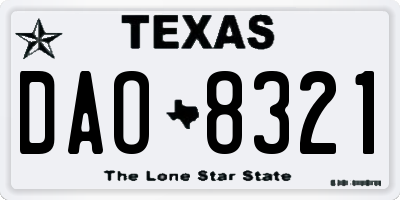TX license plate DAO8321