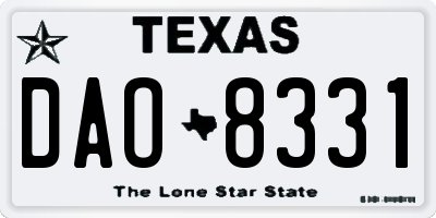 TX license plate DAO8331