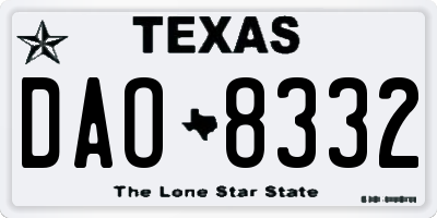 TX license plate DAO8332