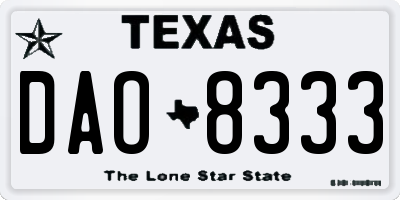 TX license plate DAO8333