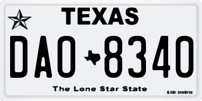 TX license plate DAO8340