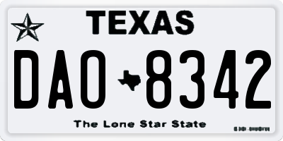TX license plate DAO8342