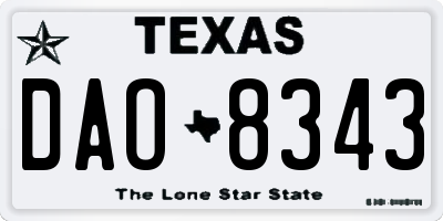 TX license plate DAO8343