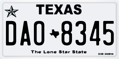 TX license plate DAO8345