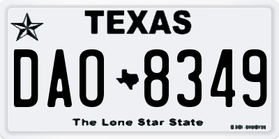 TX license plate DAO8349