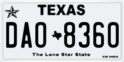 TX license plate DAO8360