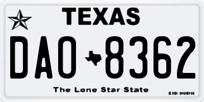 TX license plate DAO8362