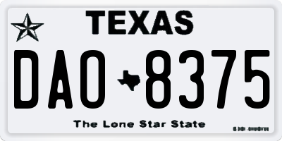 TX license plate DAO8375