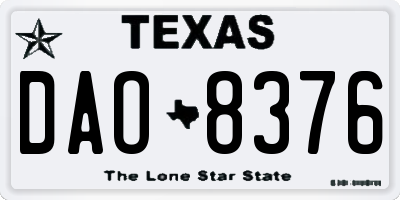 TX license plate DAO8376
