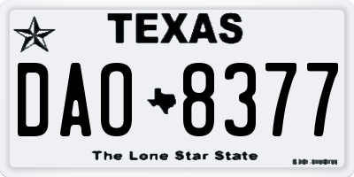 TX license plate DAO8377