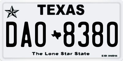 TX license plate DAO8380
