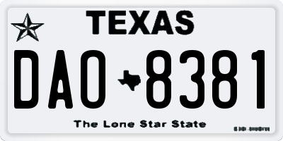 TX license plate DAO8381