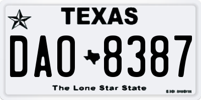TX license plate DAO8387