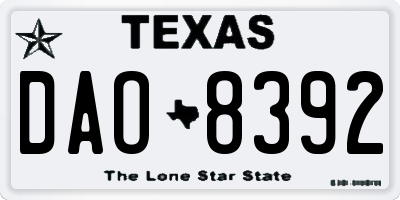 TX license plate DAO8392