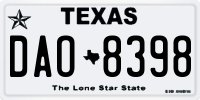 TX license plate DAO8398