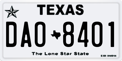 TX license plate DAO8401