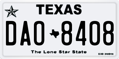 TX license plate DAO8408