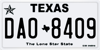 TX license plate DAO8409