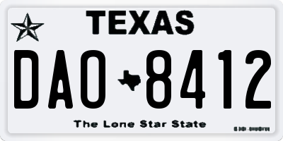 TX license plate DAO8412