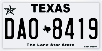 TX license plate DAO8419