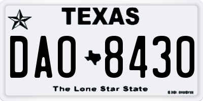 TX license plate DAO8430