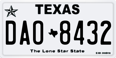 TX license plate DAO8432