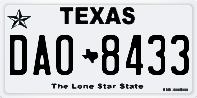 TX license plate DAO8433