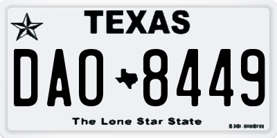 TX license plate DAO8449