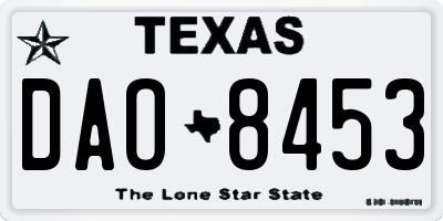 TX license plate DAO8453