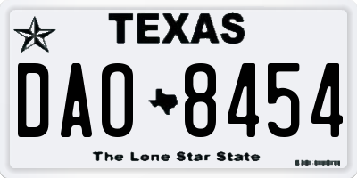 TX license plate DAO8454