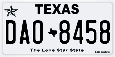 TX license plate DAO8458