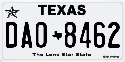 TX license plate DAO8462