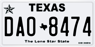 TX license plate DAO8474