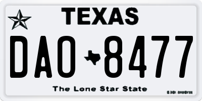 TX license plate DAO8477