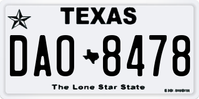 TX license plate DAO8478