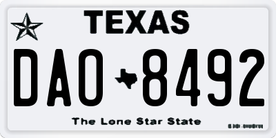 TX license plate DAO8492