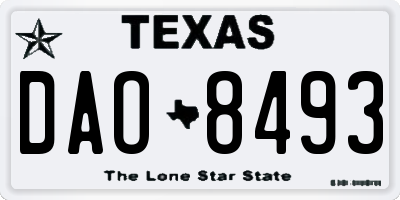 TX license plate DAO8493