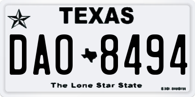 TX license plate DAO8494