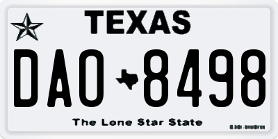 TX license plate DAO8498
