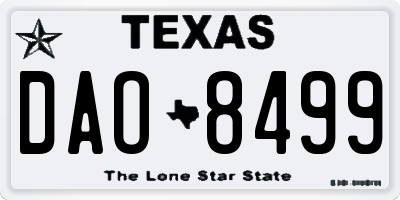 TX license plate DAO8499