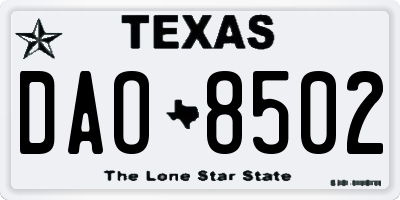 TX license plate DAO8502
