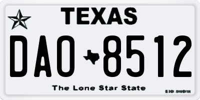 TX license plate DAO8512