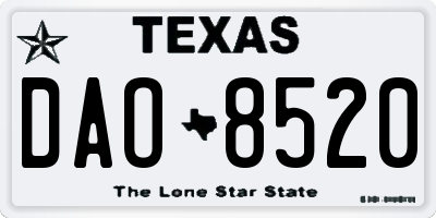 TX license plate DAO8520